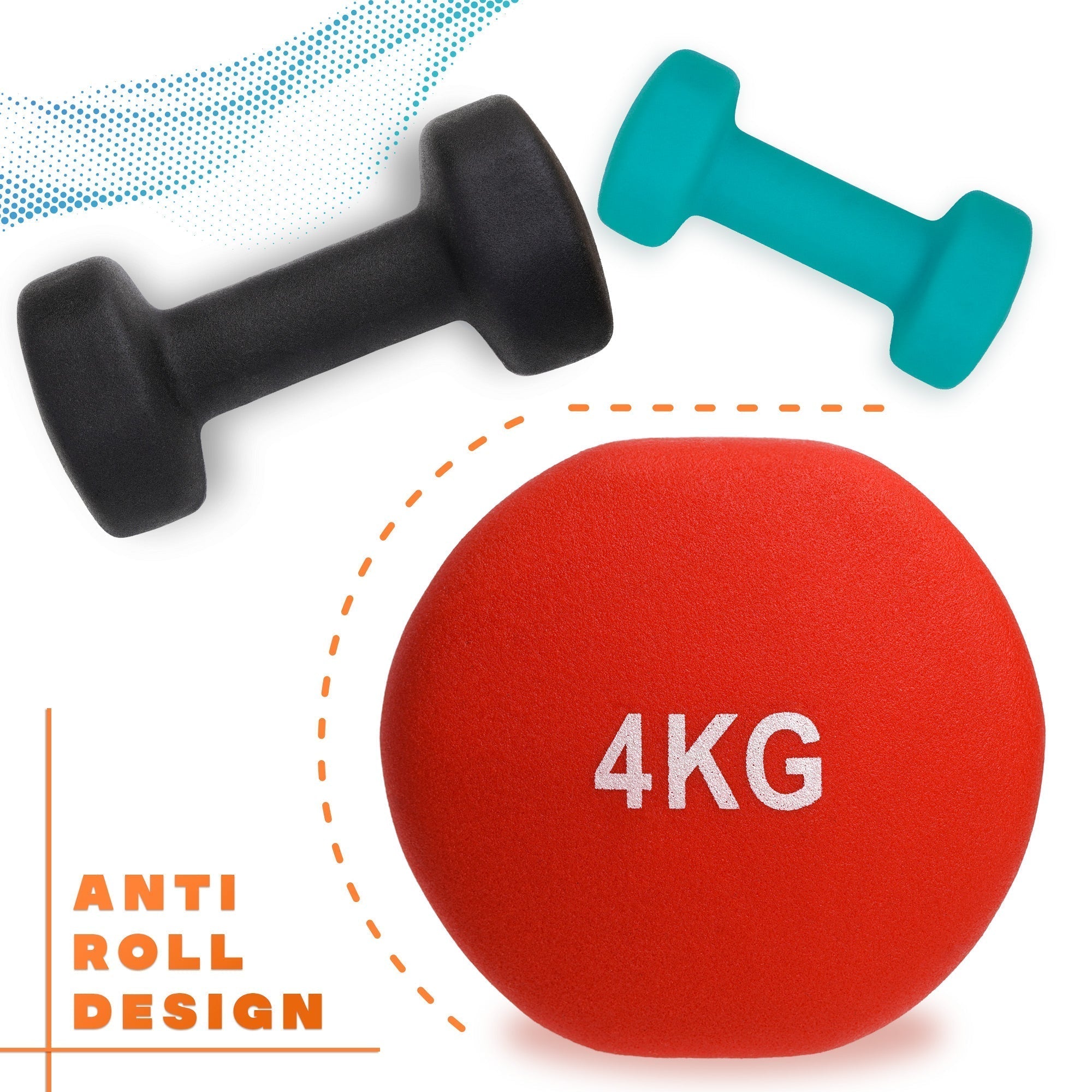Neoprene Coated Cast Iron Dumbbells - Sizes 1-5kg, sold as pairs or a set