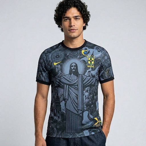 Brazil Christ the Redeemer Special Edition Jersey - Midnight Black
