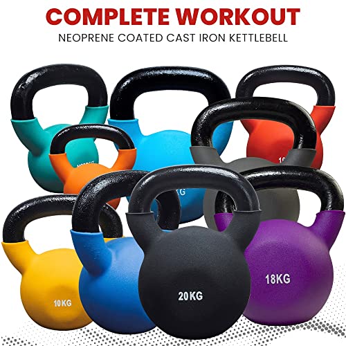Apoliam Neoprene Coated Cast Iron Kettlebell Weights - Sizes 4kg to 20kg